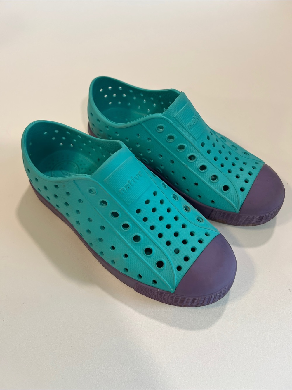 Native - Kids Slip-On Water Shoes in Teal and Purple, 13